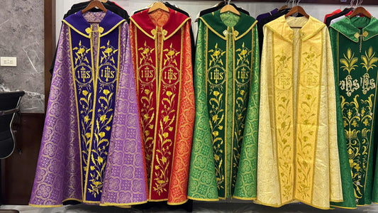 Catholic Cope Custom Colors Priest Cloak Liturgical Vestment Handmade Embroidered Church Cape Clergy Robe Custom Fit All Colors