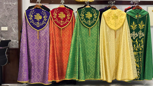 Catholic Cope Custom Colors Priest Cloak Liturgical Vestment Handmade Embroidered Church Cape Clergy Robe Custom Fit All Colors