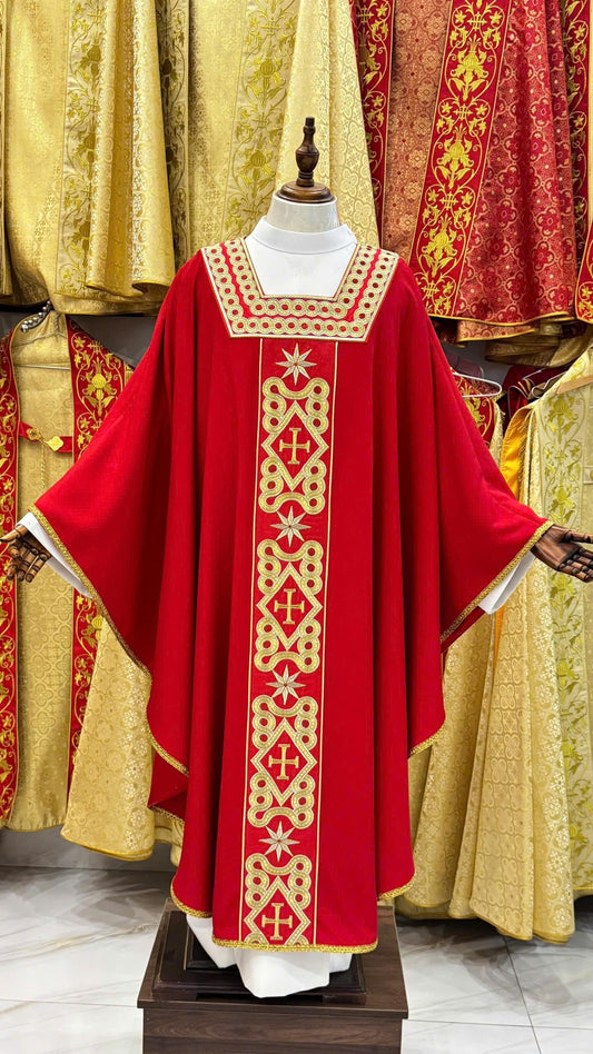 Handmade Catholic Chasuble: Custom Embroidered Priest Vestment