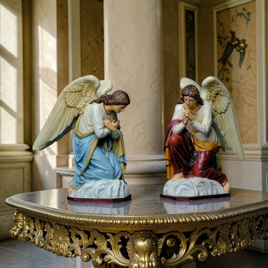 Pair of Kneeling Angel Statues Catholic Angel Figurines Prayer Altar Decor Religious Home Decor Christian Gift Church Display __etsy:8110040805