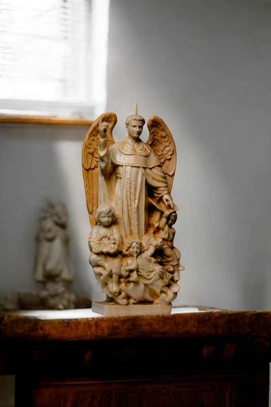 Saint Vincent Wooden Statue Catholic Handcrafted Beech Wood Saint Figure Home Altar Prayer Decor Religious Gift