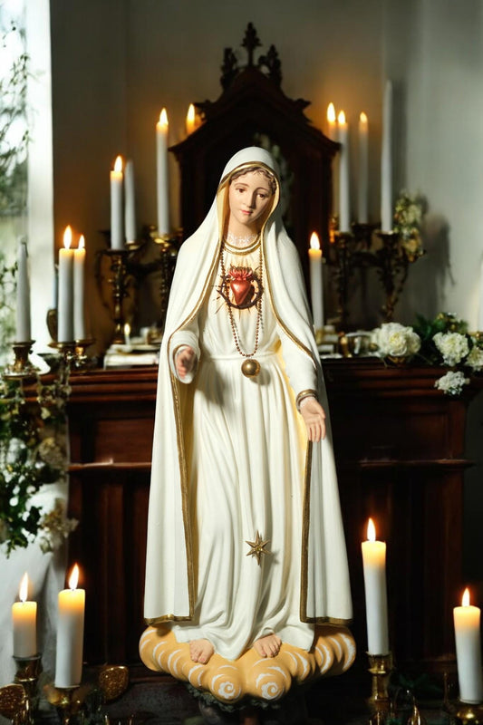 Hand-Painted Our Lady of Fatima Statue: Antique Finish Catholic Decor