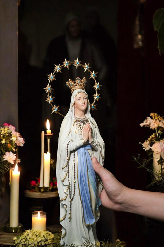 Hand-Painted Our Lady of Lourdes Statue: Antique Finish, Home Altar Decor (etsy image id: 7312440372)