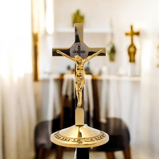 St Benedict Medal Crucifix | Catholic Home Altar Desk Decor (12cm) (etsy image id: 7378440380)
