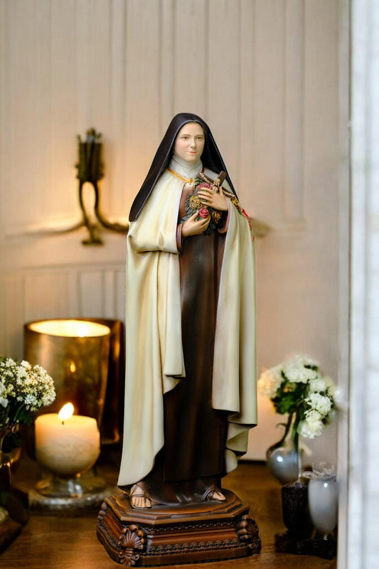 Hand-Painted Saint Teresa Statue: Catholic Home Altar Figurine
