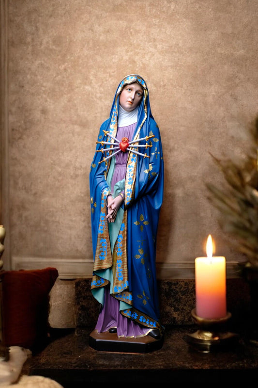Hand-Painted Our Lady of Sorrows Statue (30cm) | Catholic Home Altar Gift