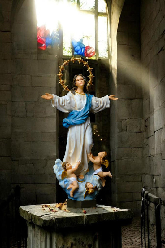 Hand-Painted Assumption of Mary Statue 15cm Catholic Figurine Home Altar Decor Christian Collectible (etsy image id: 7918158142)