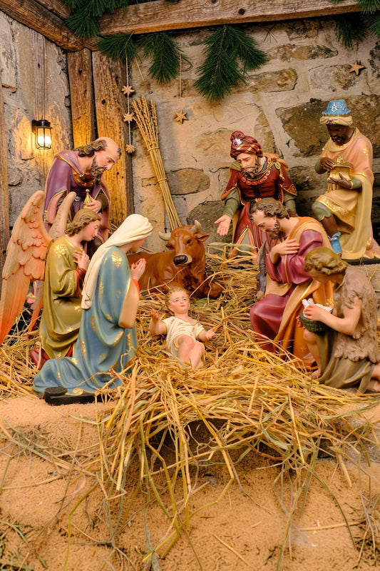 Hand-Painted 10-Piece Catholic Nativity Set: Holy Family Religious Christmas Decor