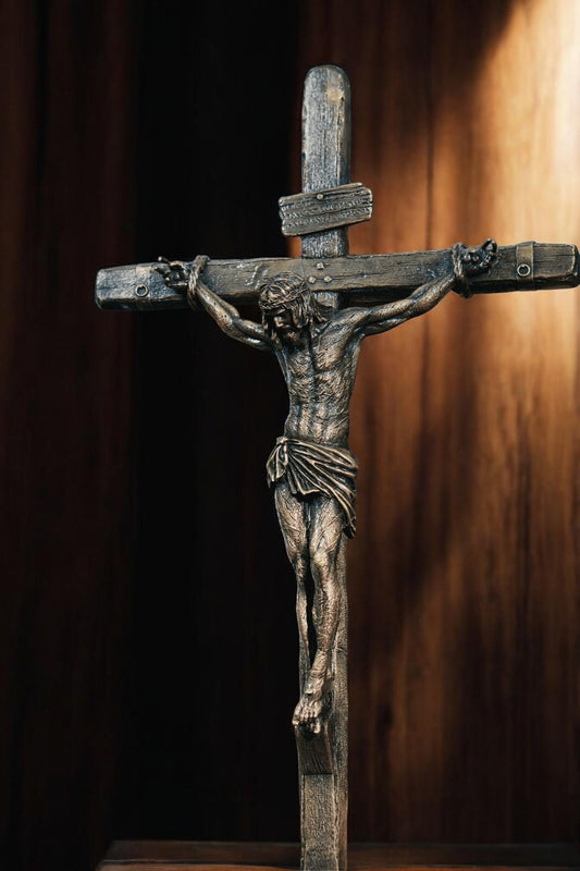 Antique Brass Jesus Crucifix 50cm | Hand-Finished Altar Decor