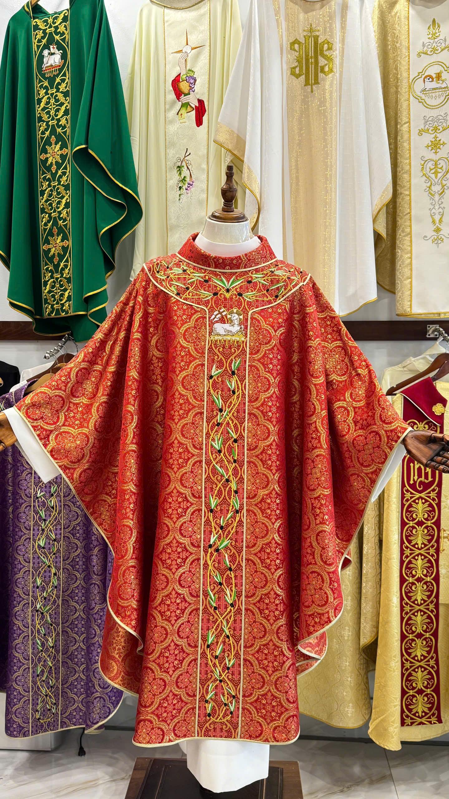 Catholic Chasuble Purple Embroidered Priest Vestment Custom Liturgical Robe Handmade Church Garment Clergy Gift All Colors