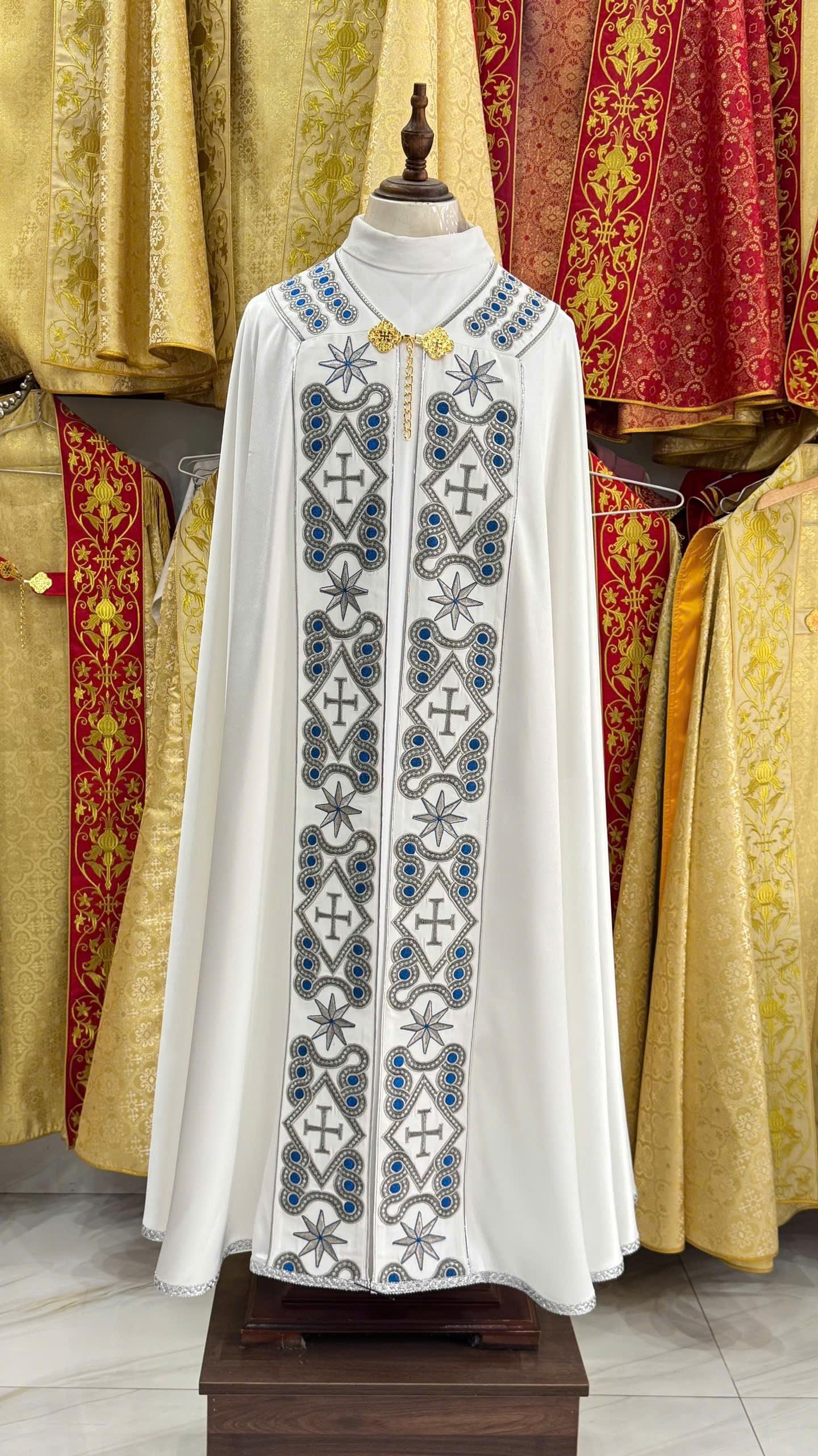 Catholic Cope Vestment Embroidered Priest Cloak Custom Liturgical Cape Handmade Clergy Robe Church Garment All Colors