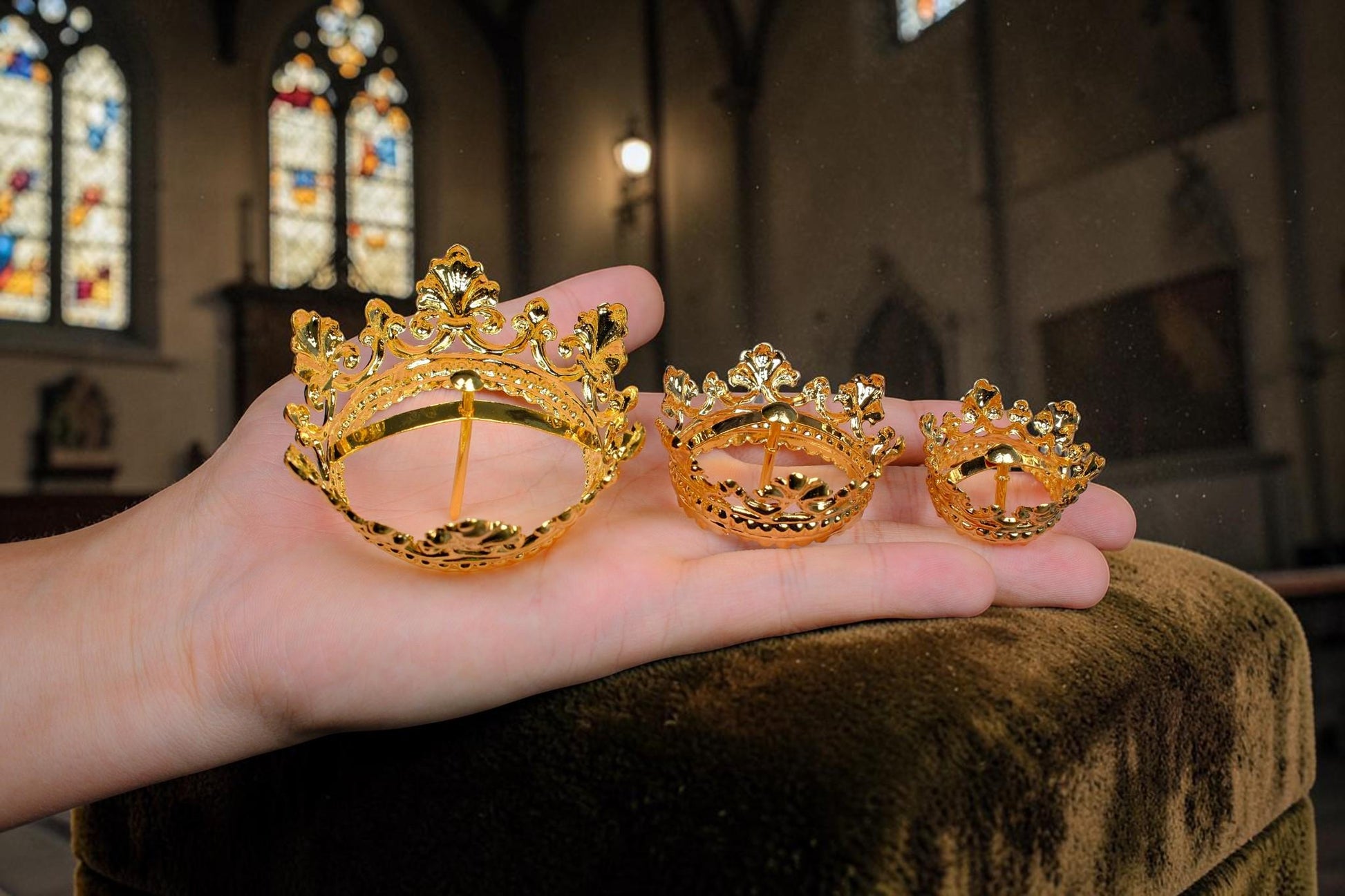 Gold Plated Brass Crown for Catholic Statues, Religious Statue Replacement Headwear __etsy:8175205223