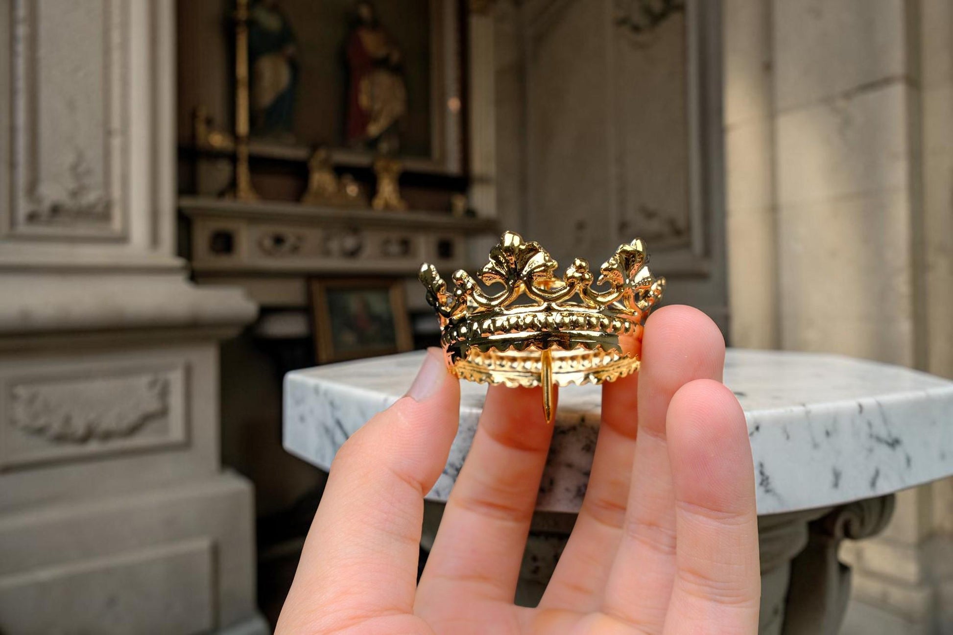 Gold Plated Brass Crown for Catholic Statues, Religious Statue Replacement Headwear __etsy:8175213117