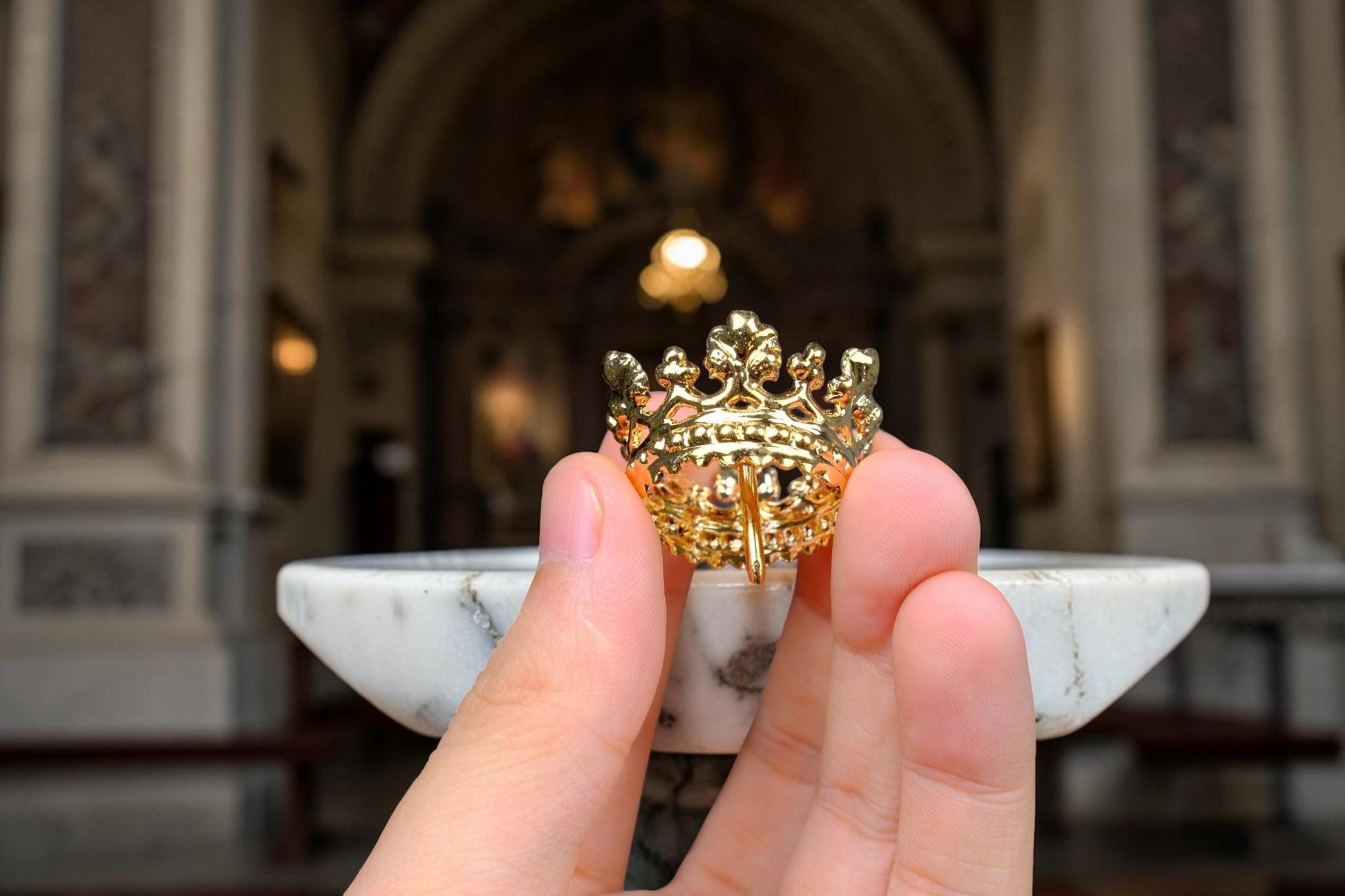 Gold Plated Brass Crown for Catholic Statues, Religious Statue Replacement Headwear __etsy:8127300768