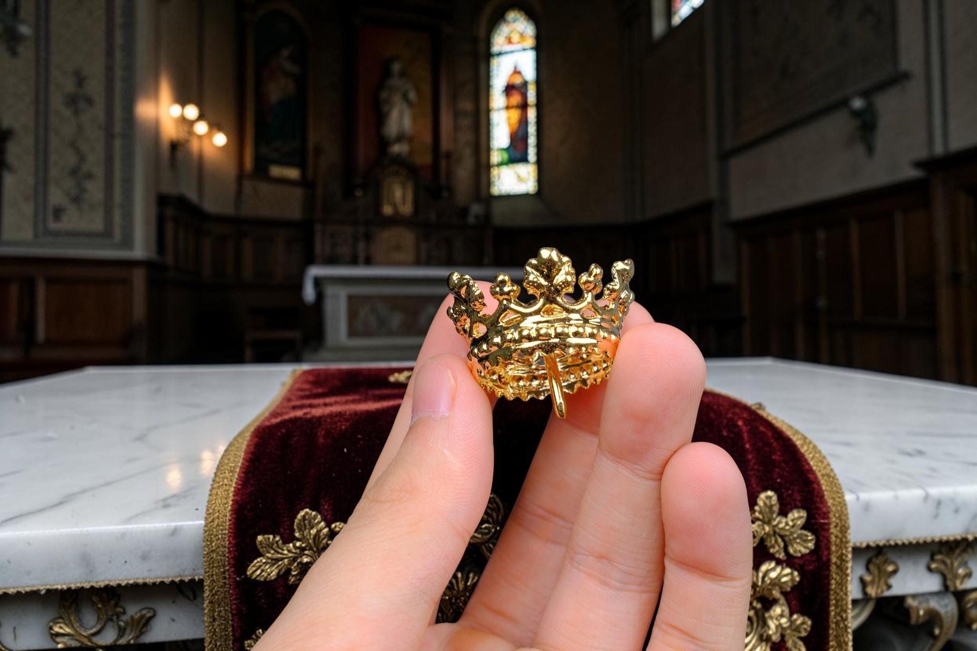 Gold Plated Brass Crown for Catholic Statues, Religious Statue Replacement Headwear __etsy:8127300780