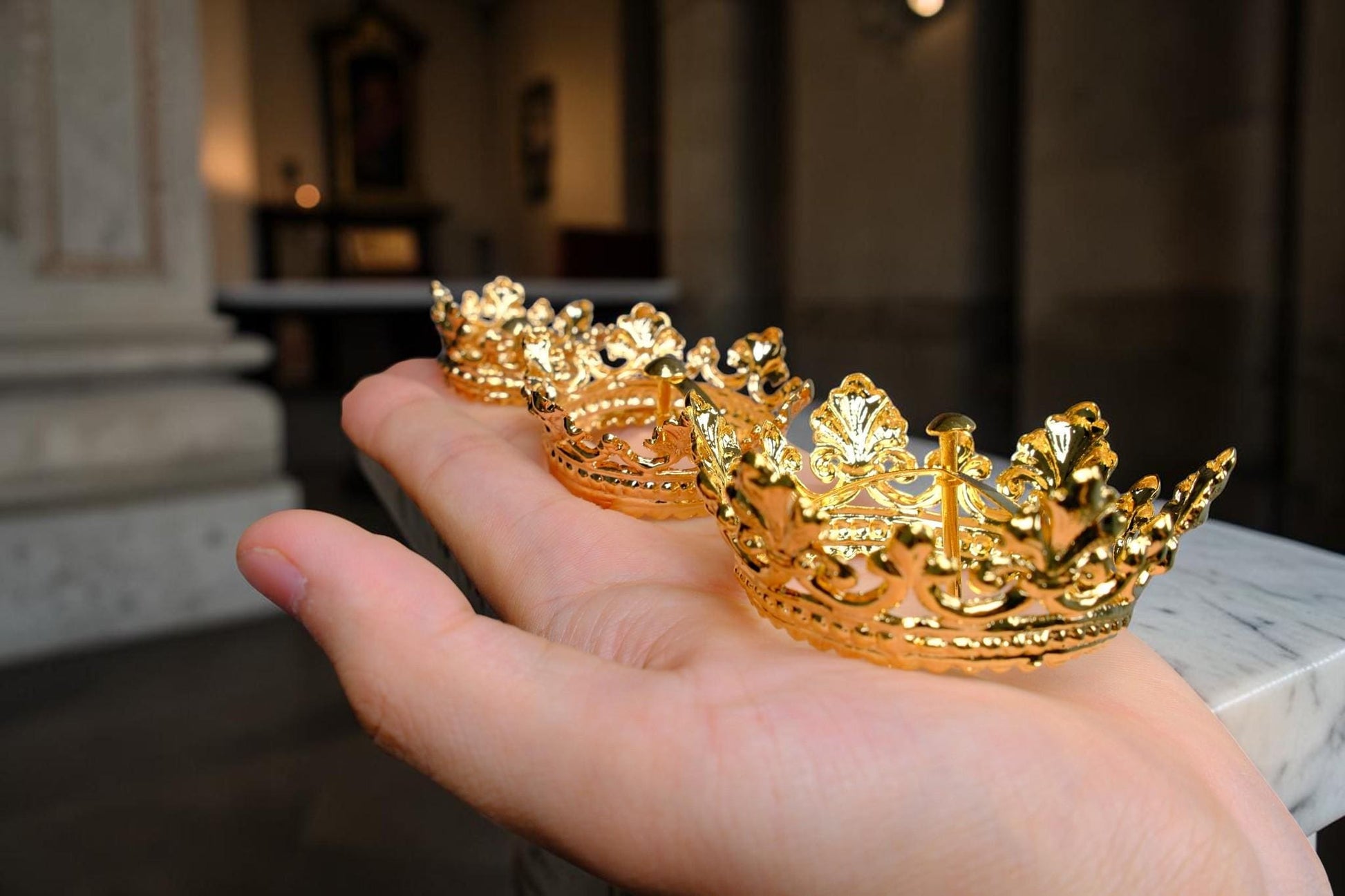 Gold Plated Brass Crown for Catholic Statues, Religious Statue Replacement Headwear __etsy:8127293088