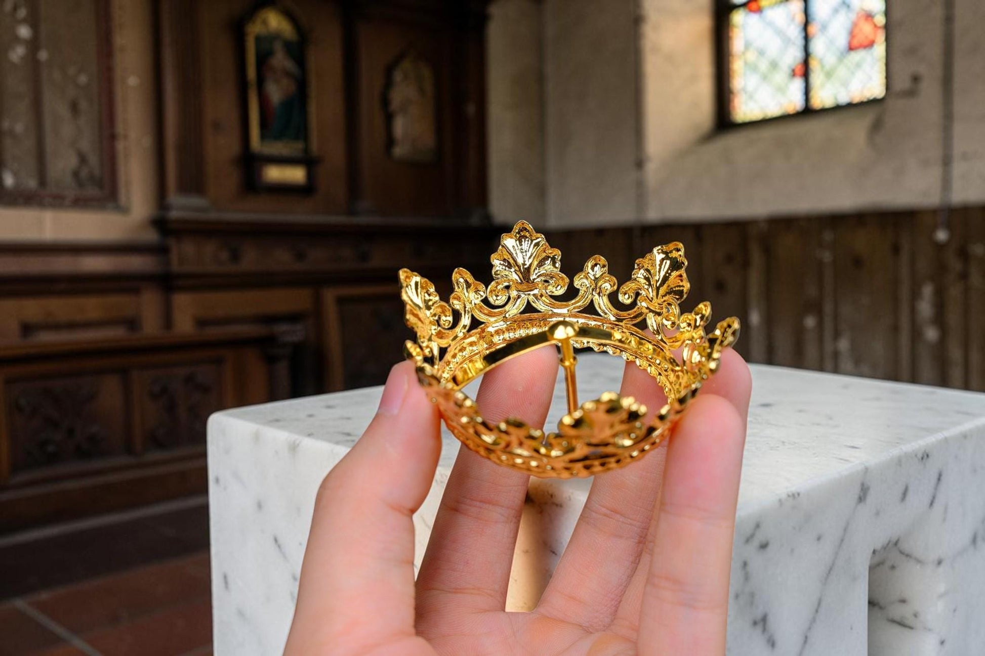Gold Plated Brass Crown for Catholic Statues, Religious Statue Replacement Headwear __etsy:8127289666
