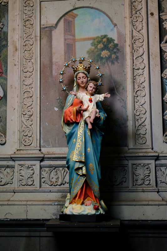 Hand-Painted Mother of God Statue | Catholic Home Altar Decor, 16.5"