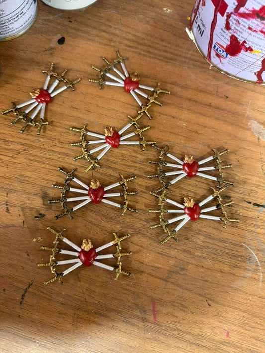 Hand Painted Our Lady of Sorrows Heart Accessory, Catholic Altar Decor Replacement Piece