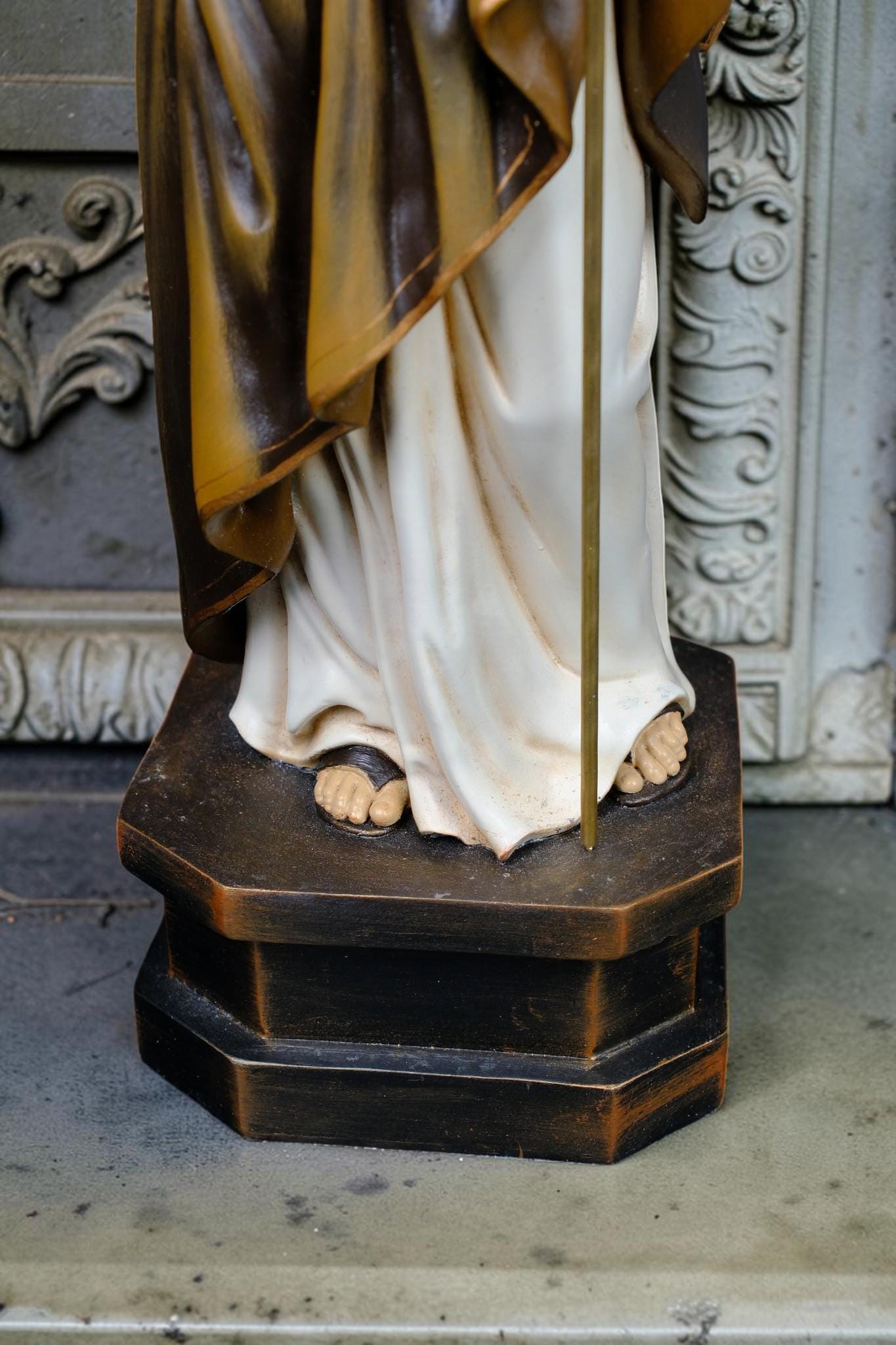 Hand-Painted St. Joseph Statue with Lily, Catholic Religious Home Decor, Stone Resin Altar Figure __etsy:8191644931