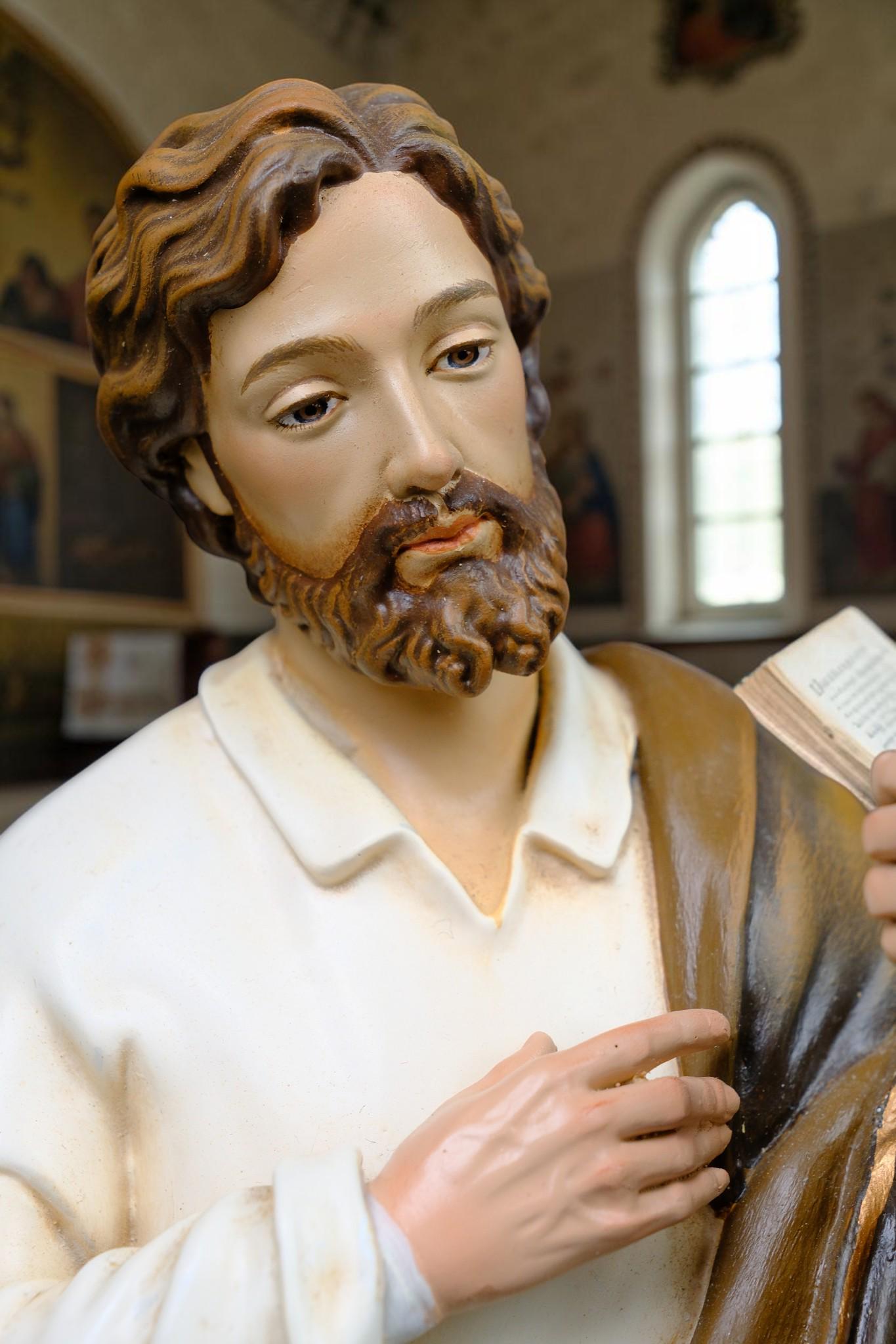 Hand-Painted St. Joseph Statue with Lily, Catholic Religious Home Decor, Stone Resin Altar Figure __etsy:8143739876