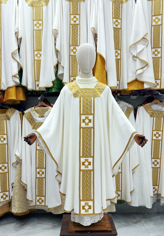 Handmade Catholic Chasuble: Custom Embroidered Priest Vestment