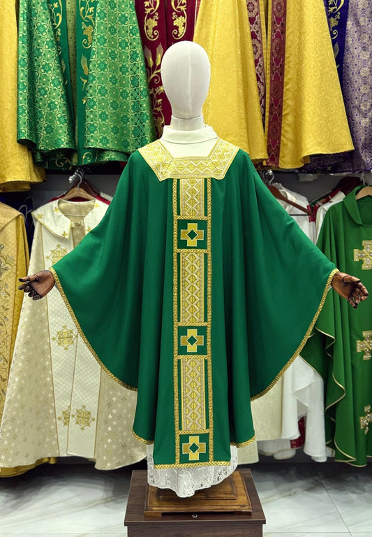 Handmade Catholic Chasuble: Custom Embroidered Priest Vestment