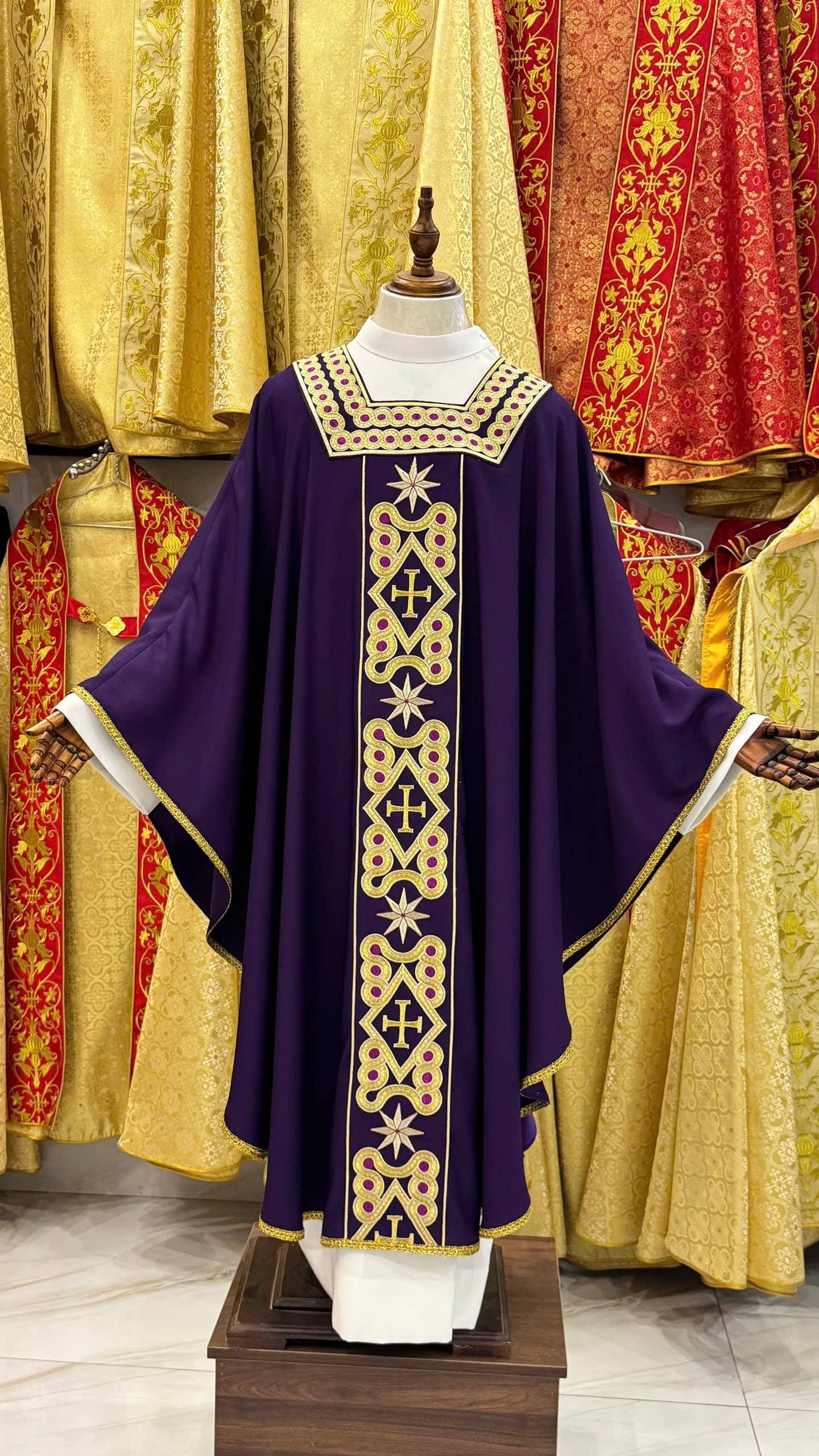 Handmade Catholic Chasuble: Custom Embroidered Priest Vestment