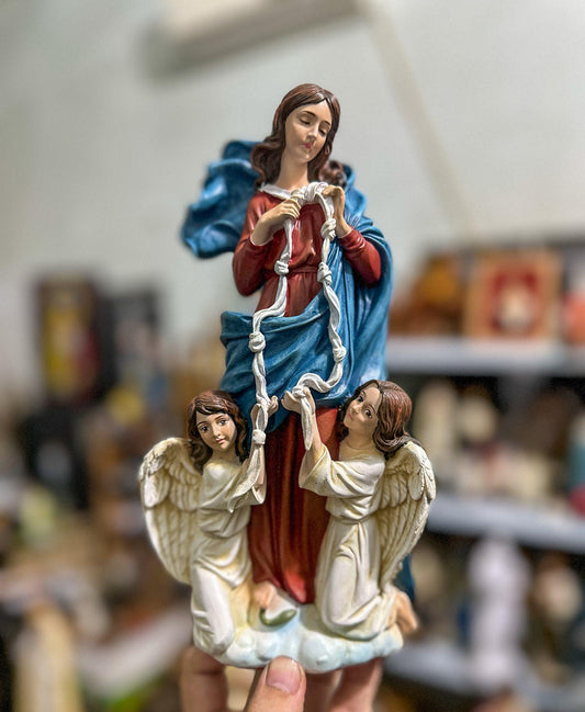 Handmade Mary Undoer of Knots Statue: Vintage Catholic Decor