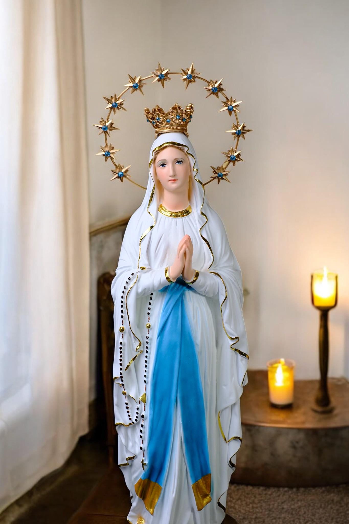Handmade Our Lady of Lourdes Statue | Catholic Marian Art (48cm)