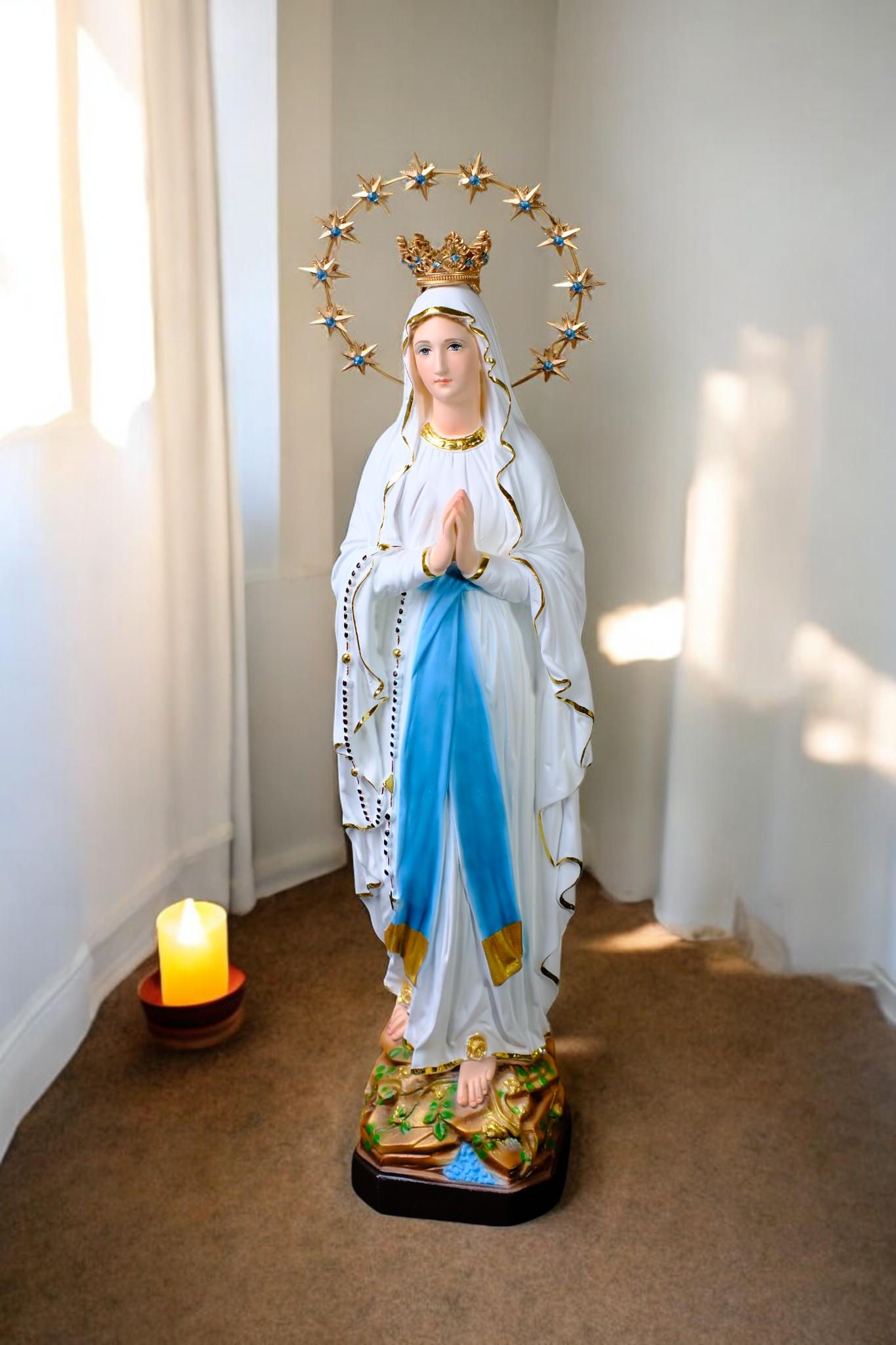 Handmade Our Lady of Lourdes Statue | Catholic Marian Art (48cm)