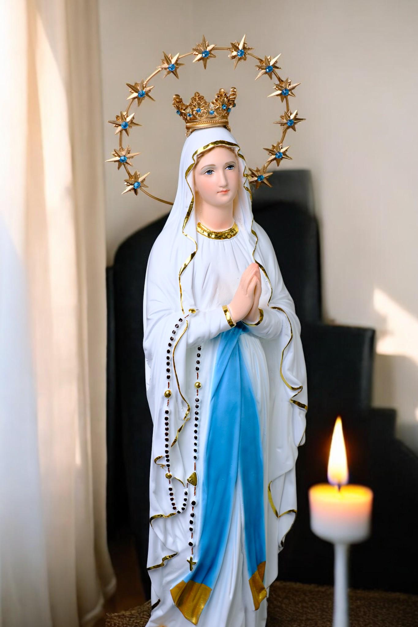 Handmade Our Lady of Lourdes Statue | Catholic Marian Art (48cm)