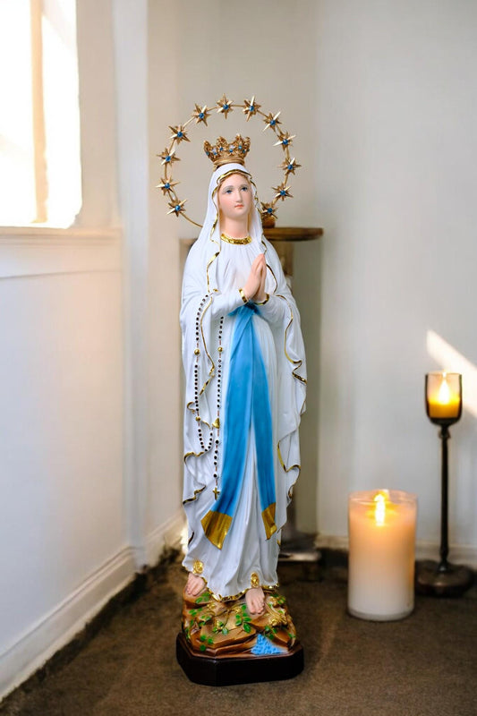 Handmade Our Lady of Lourdes Statue | Catholic Marian Art (48cm)