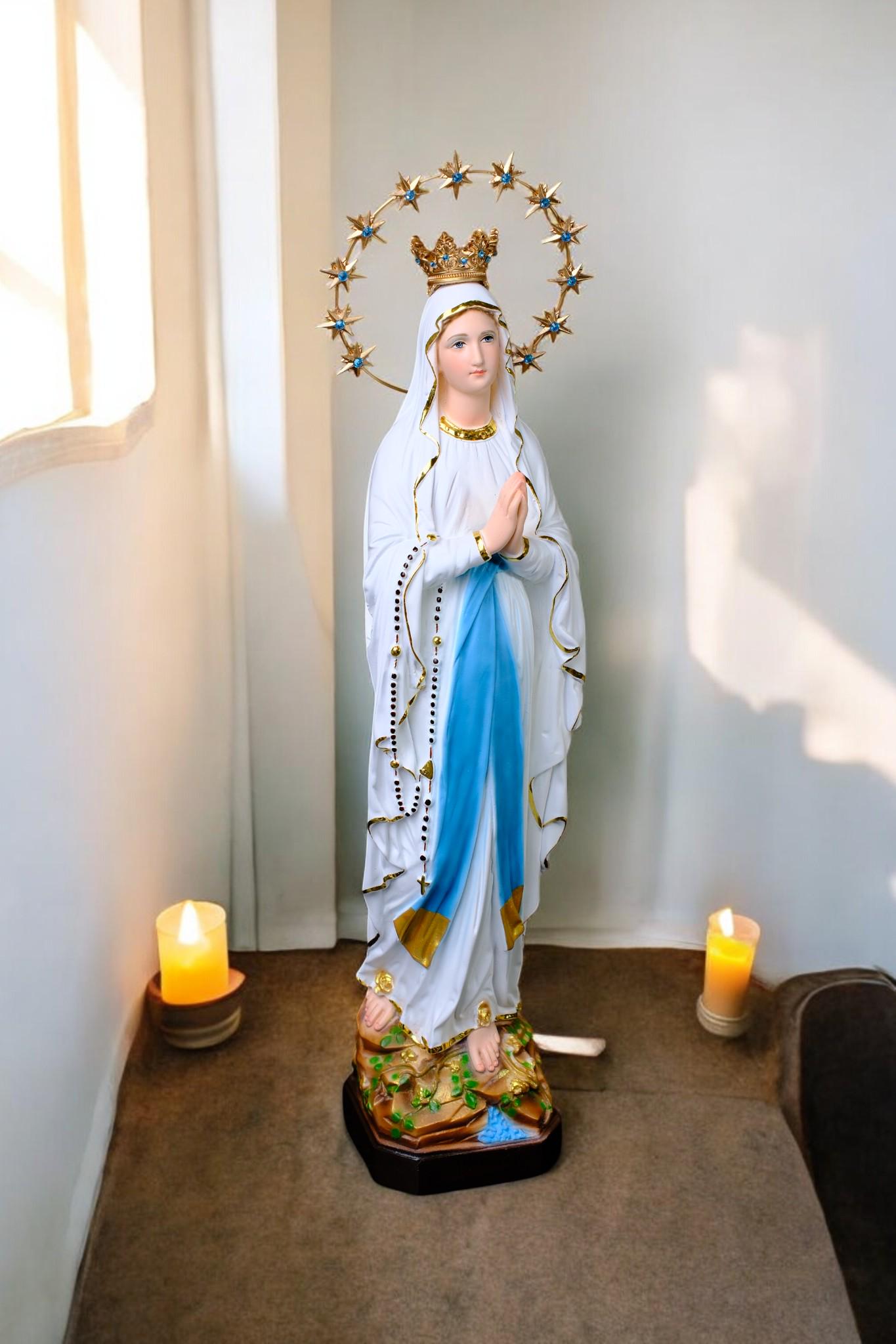Handmade Our Lady of Lourdes Statue | Catholic Marian Art (48cm)
