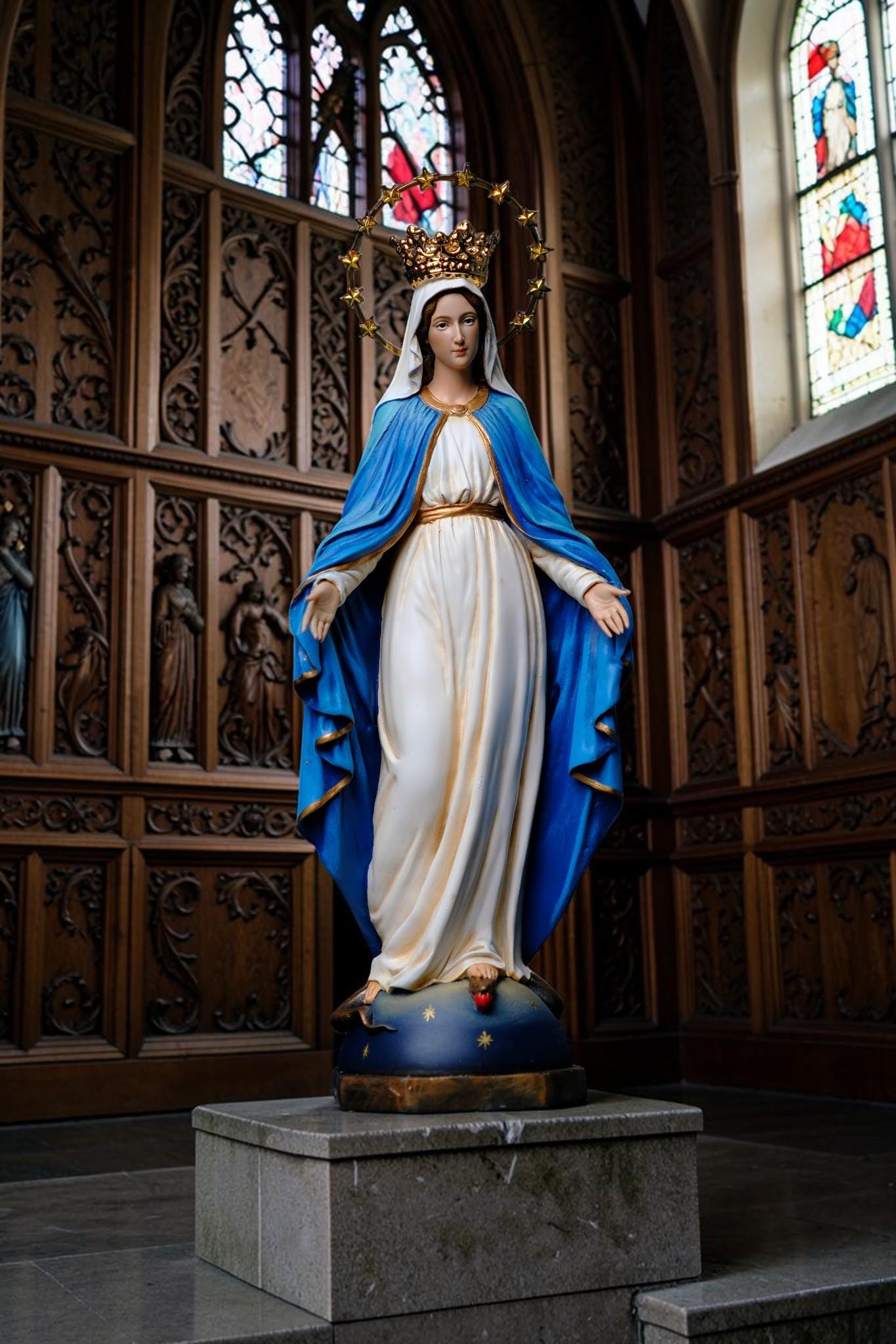 Our Lady of Grace Statue Catholic Virgin Mary Statue Religious Figurine Prayer Altar Decor Catholic Gift Home Decor __etsy:8097682283