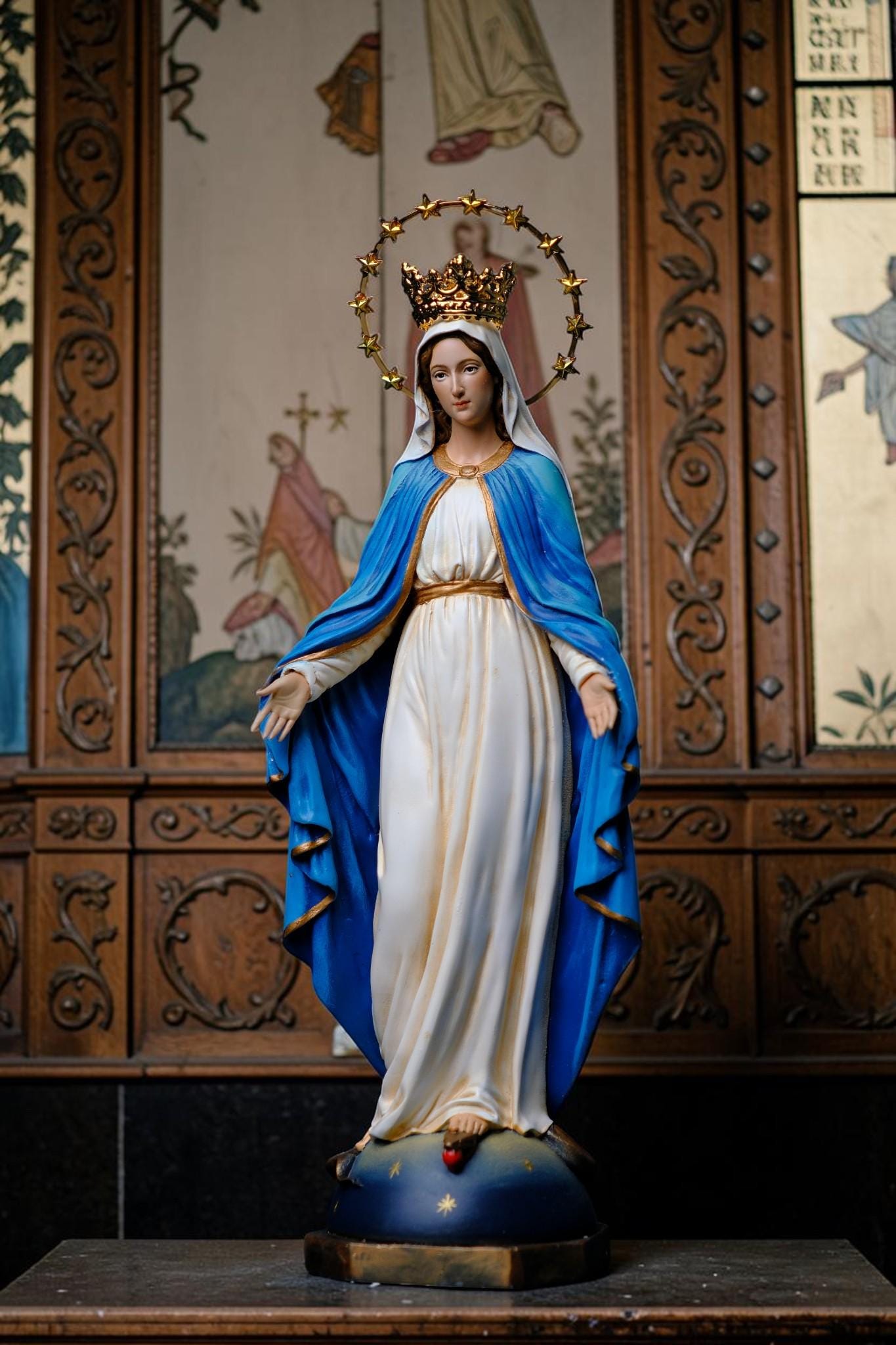 Our Lady of Grace Statue Catholic Virgin Mary Statue Religious Figurine Prayer Altar Decor Catholic Gift Home Decor __etsy:8049769672
