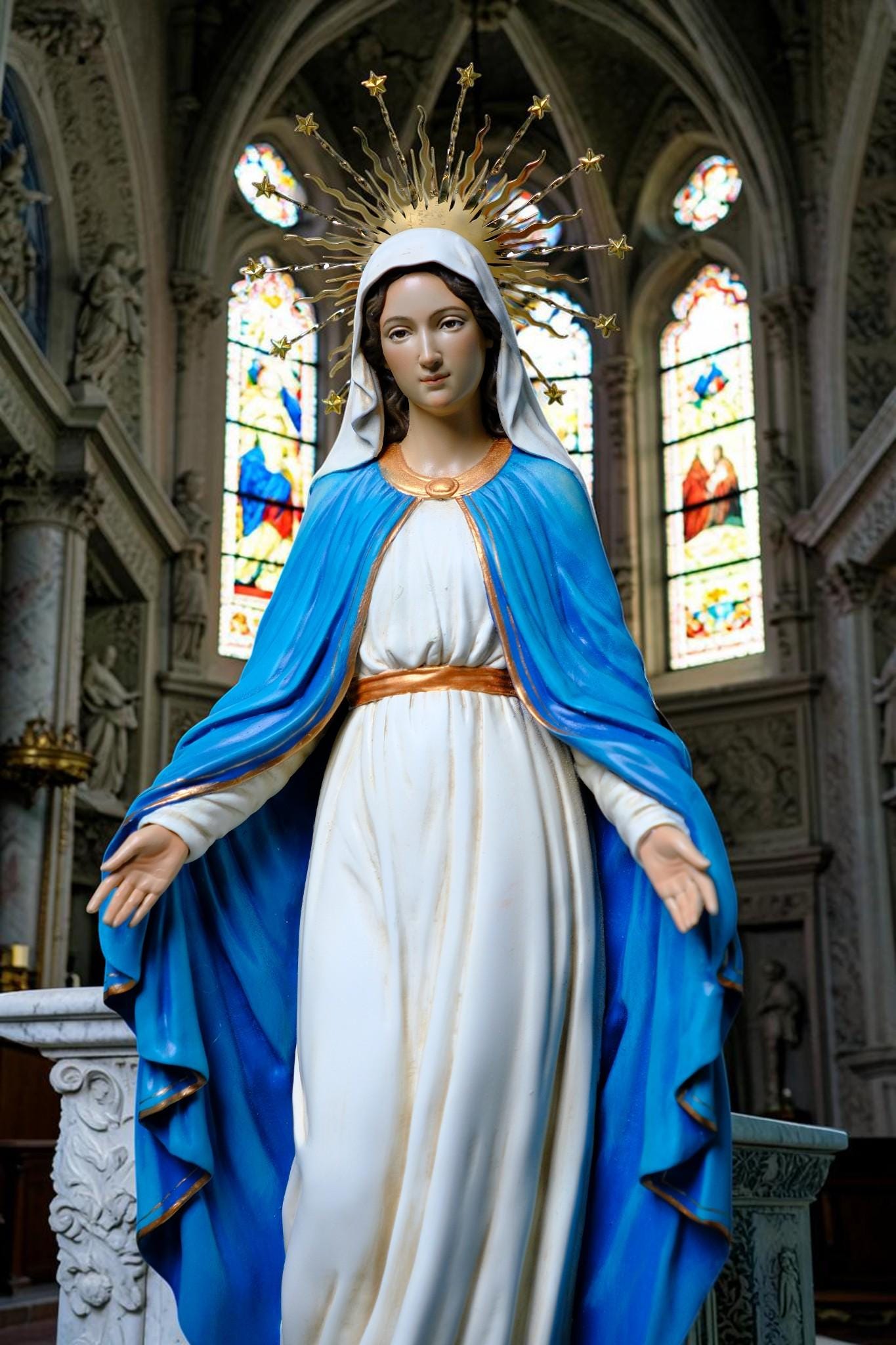 Our Lady of Grace Statue  Catholic Virgin Mary Statue Religious Home Altar Decor Prayer Figurine Catholic Gift Handmade __etsy:8100227501