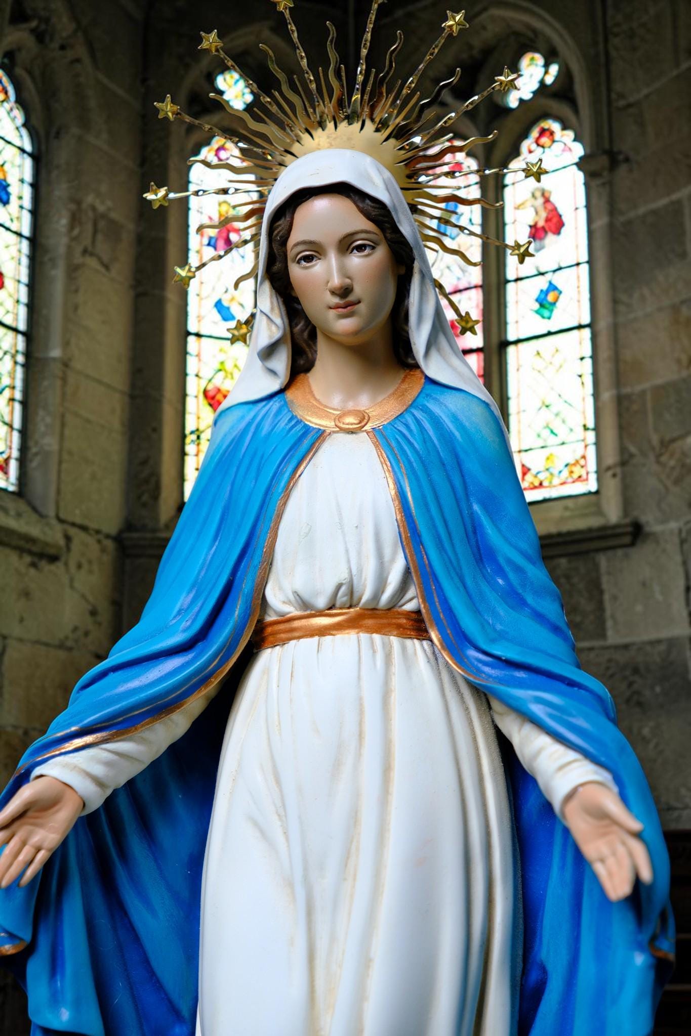 Our Lady of Grace Statue  Catholic Virgin Mary Statue Religious Home Altar Decor Prayer Figurine Catholic Gift Handmade __etsy:8052314270