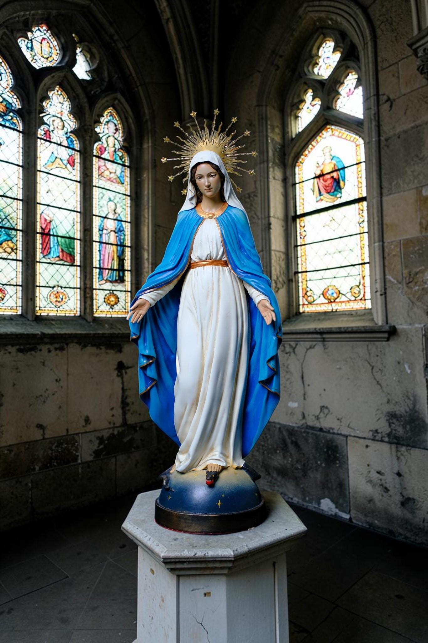 Our Lady of Grace Statue  Catholic Virgin Mary Statue Religious Home Altar Decor Prayer Figurine Catholic Gift Handmade __etsy:8100227453