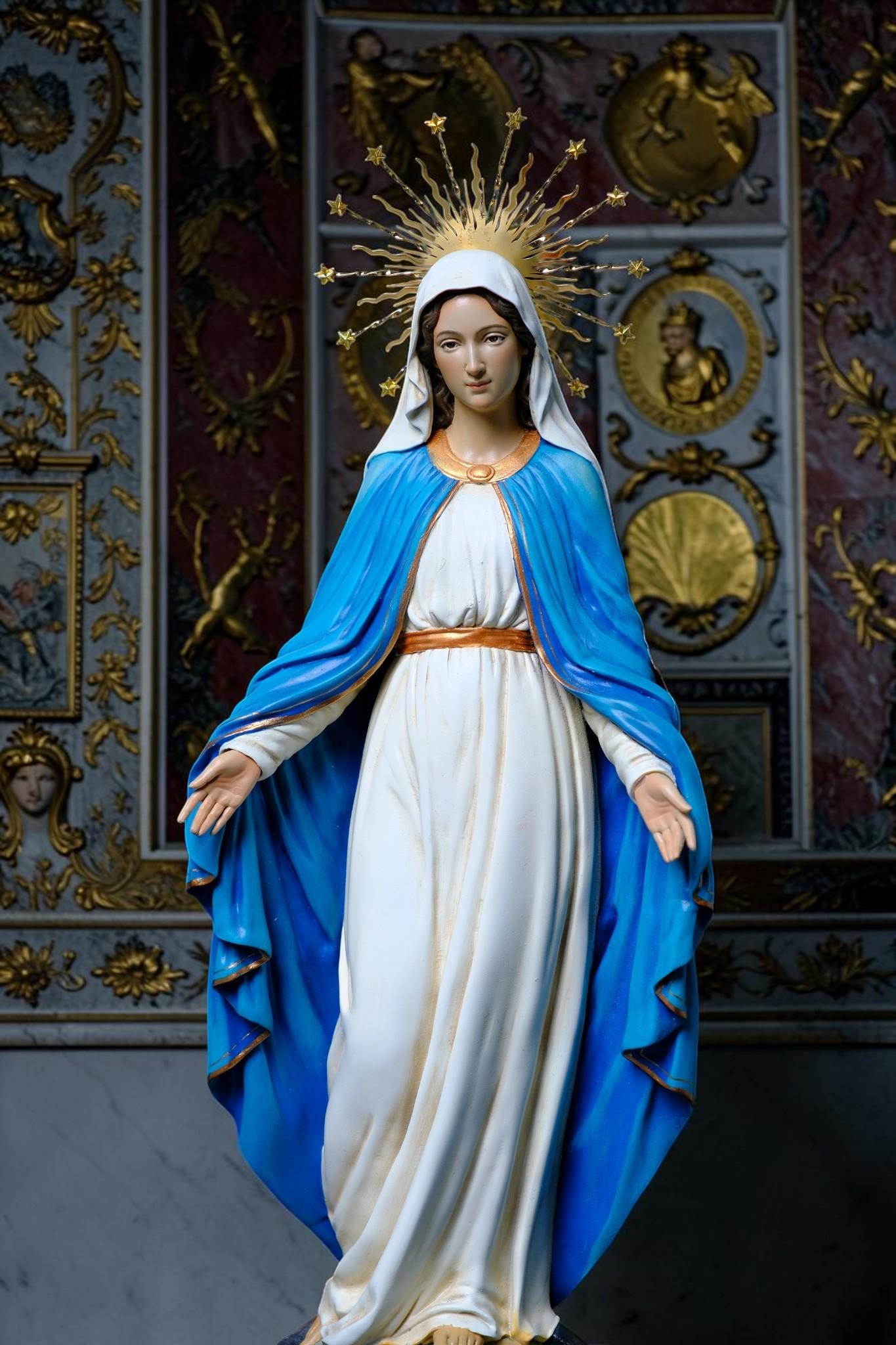 Our Lady of Grace Statue  Catholic Virgin Mary Statue Religious Home Altar Decor Prayer Figurine Catholic Gift Handmade __etsy:8100227449