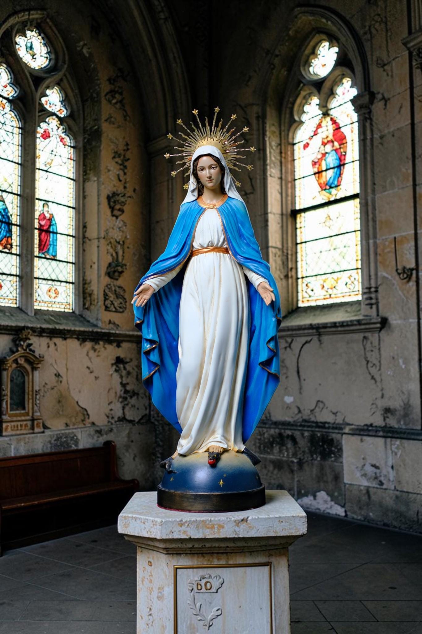 Our Lady of Grace Statue  Catholic Virgin Mary Statue Religious Home Altar Decor Prayer Figurine Catholic Gift Handmade __etsy:8052314296