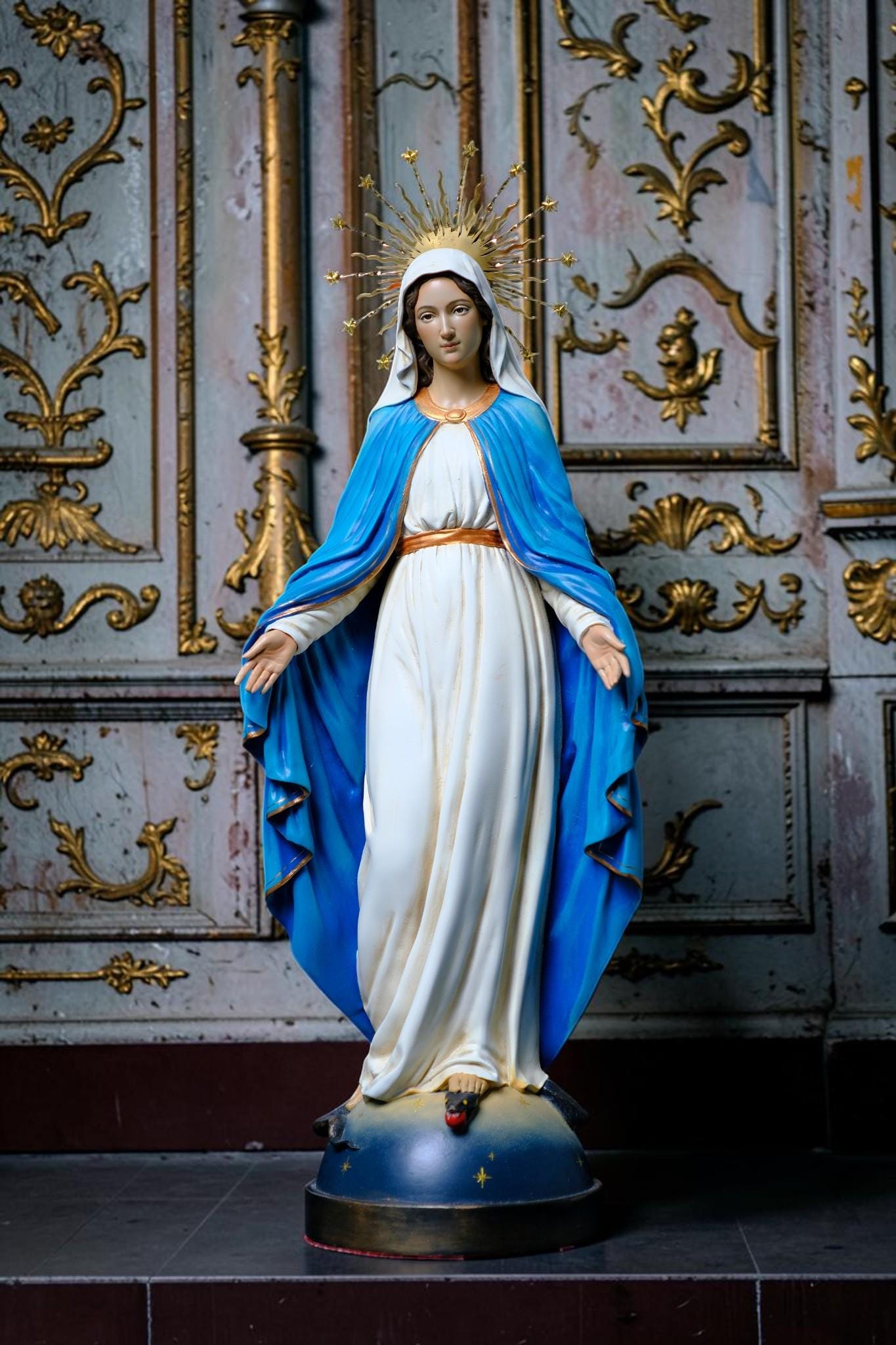 Our Lady of Grace Statue  Catholic Virgin Mary Statue Religious Home Altar Decor Prayer Figurine Catholic Gift Handmade __etsy:8052314284