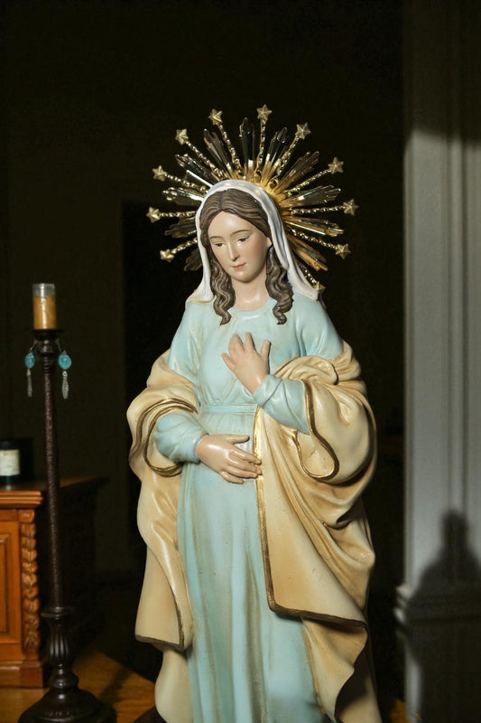 Our Lady of Hope Statue: 30cm Handcrafted Gold-Plated Crown