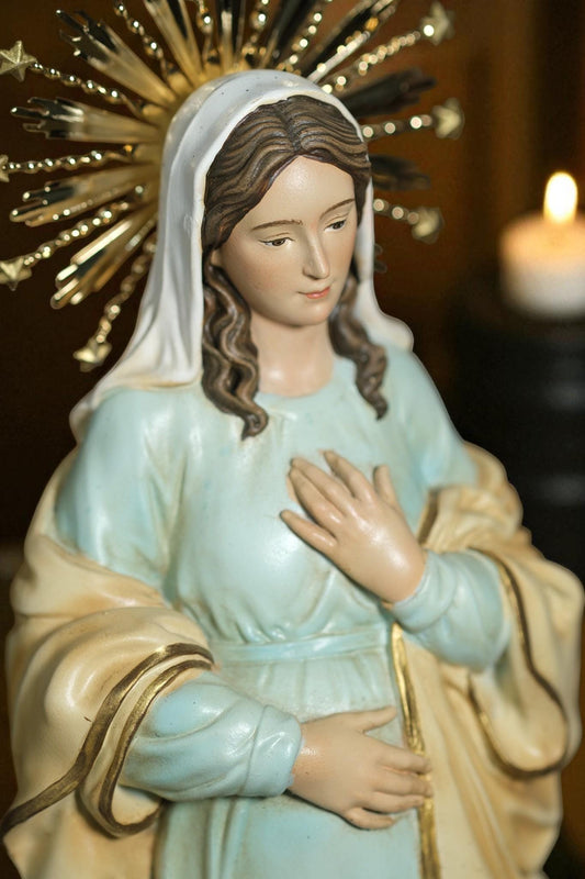 Our Lady of Hope Statue: 30cm Handcrafted Gold-Plated Crown