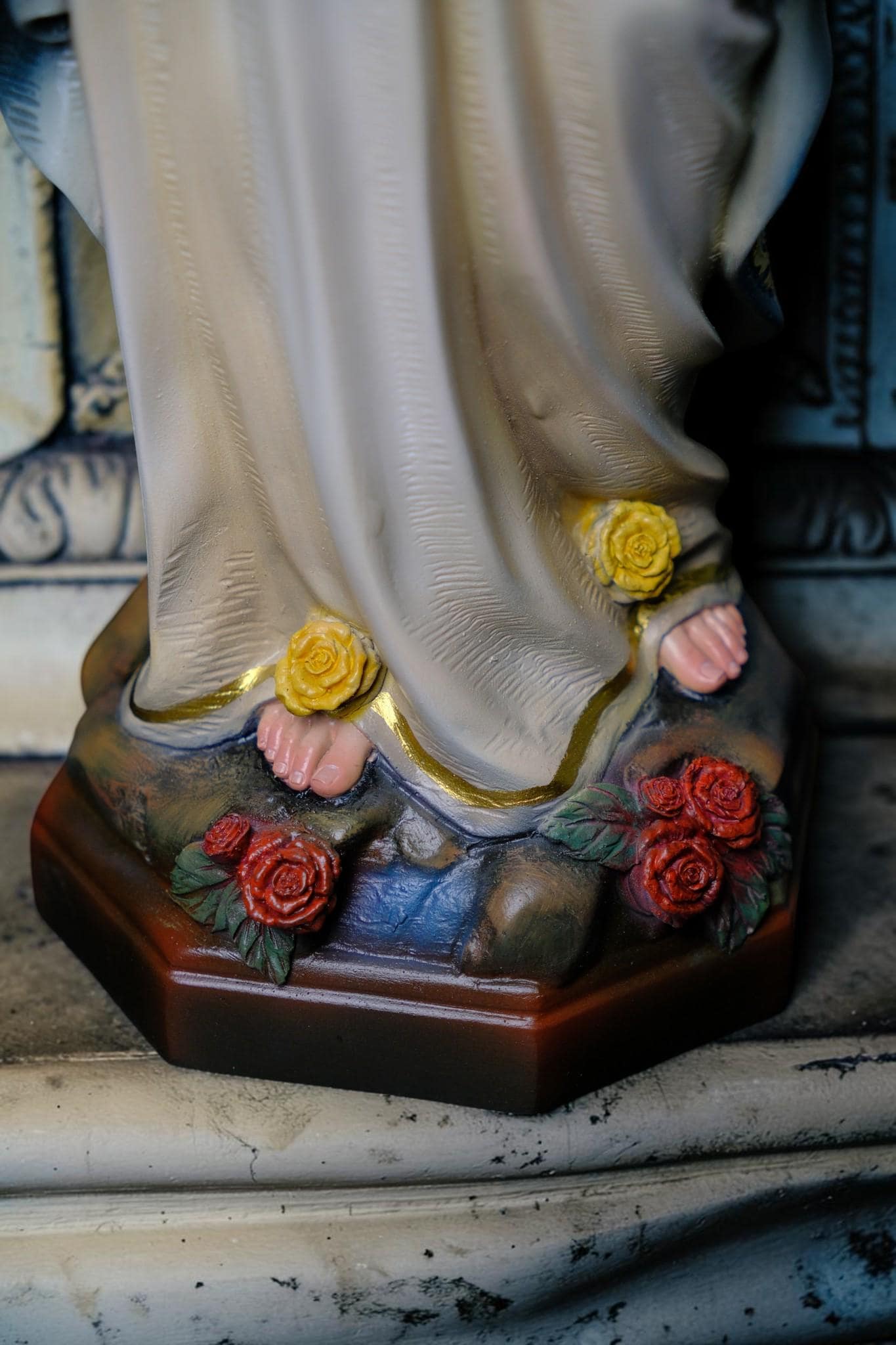 Our Lady of Lourdes Statue, Hand-Painted Catholic Figurine, Religious Decor, Prayer Altar Piece __etsy:8038426349