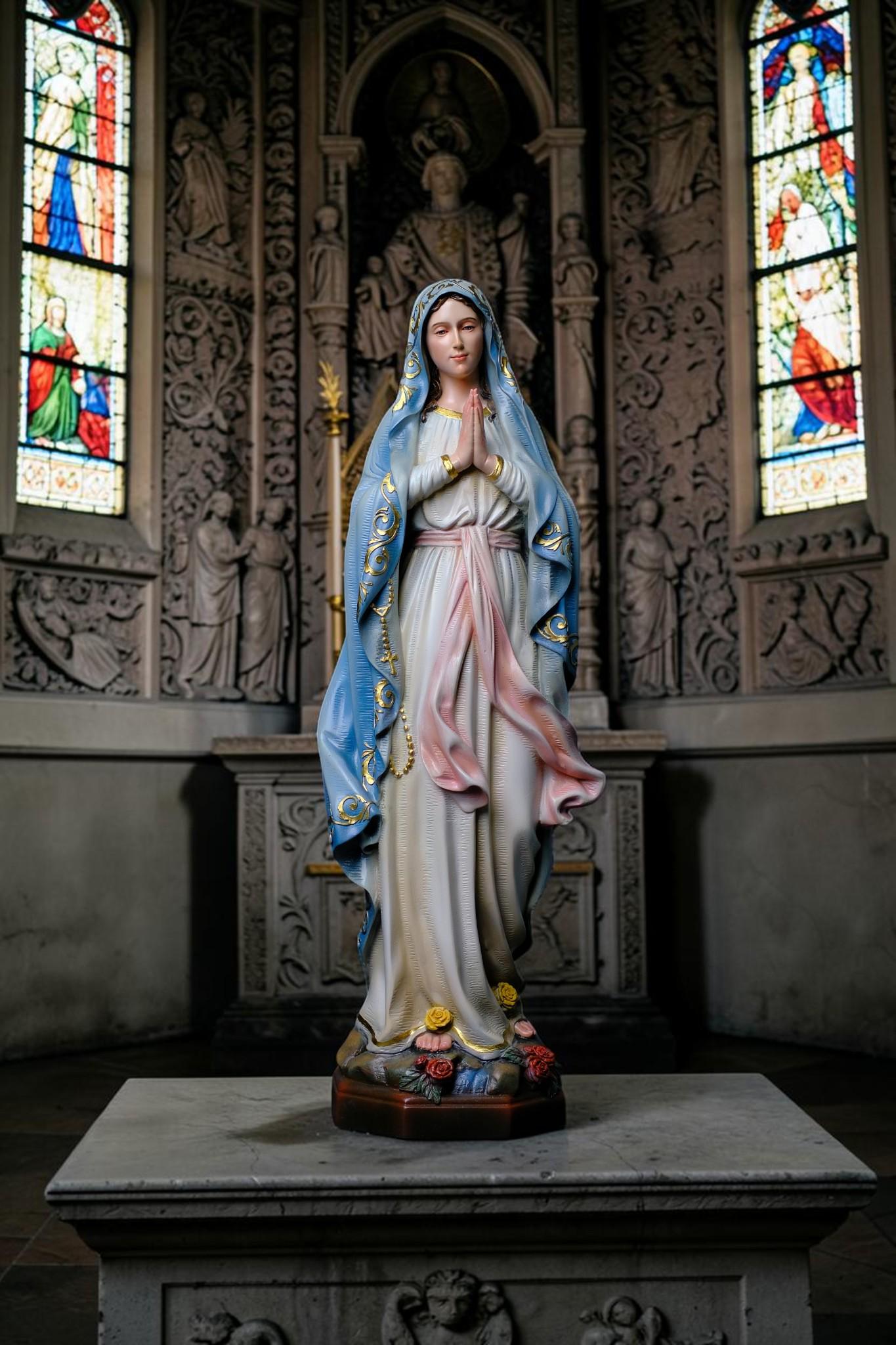 Our Lady of Lourdes Statue, Hand-Painted Catholic Figurine, Religious Decor, Prayer Altar Piece __etsy:8038426291