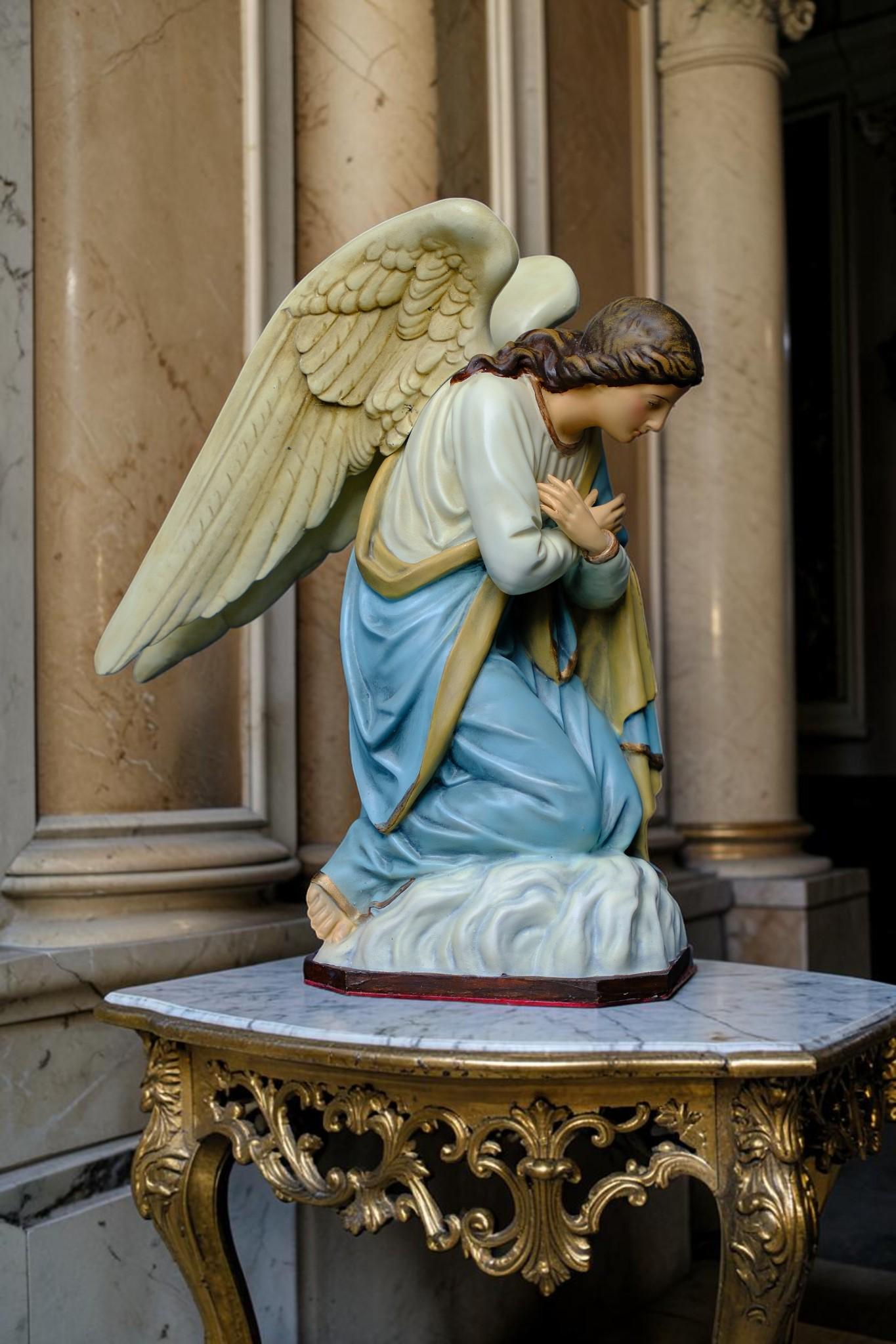 Pair of Kneeling Angel Statues Catholic Angel Figurines Prayer Altar Decor Religious Home Decor Christian Gift Church Display __etsy:8110040829