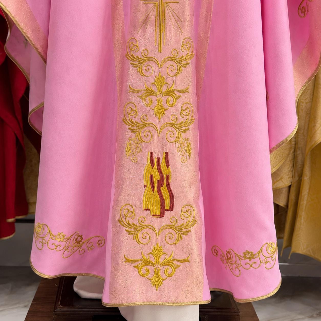 Pink Embroidered Chasuble Vestment: Custom Clergy Robe for Mass __etsy:8113937645