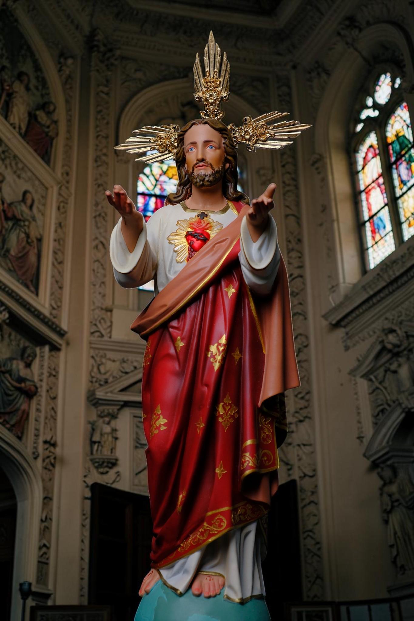Sacred Heart of Jesus Statue 40cm Catholic Statue Handmade Religious Figurine Prayer Altar Decor Catholic Gift Home Shrine __etsy:8137124393