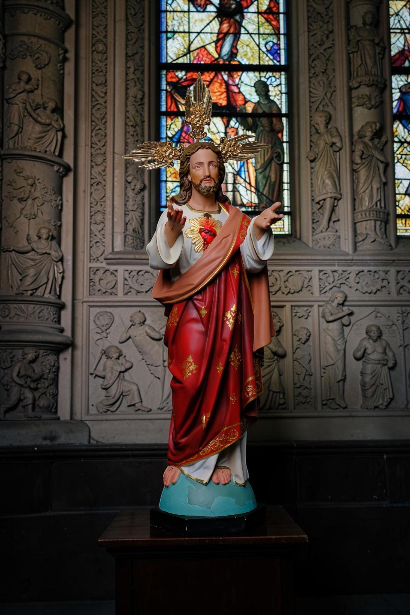 Sacred Heart of Jesus Statue 40cm Catholic Statue Handmade Religious Figurine Prayer Altar Decor Catholic Gift Home Shrine __etsy:8089218180